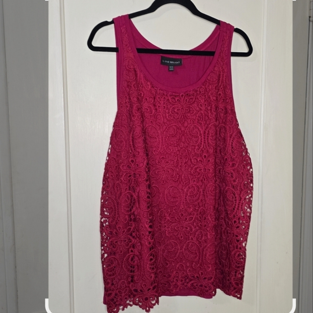 Lane Bryant Crochet Tank Burgundy  Shirt Size 18/20